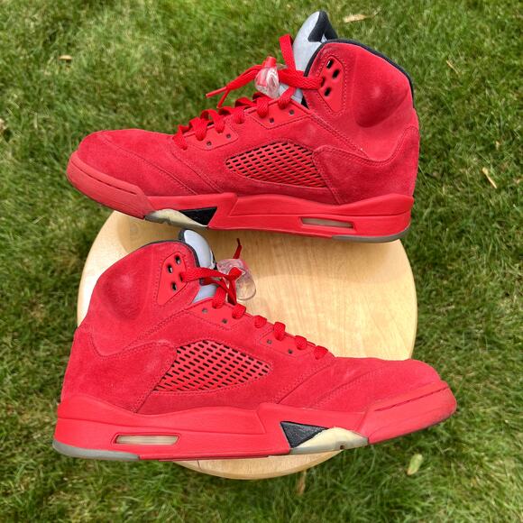Size 11 - Nike Air Jordan 5 Retro Red Suede Men's Shoes - Ships Now - Picture 2 of 10
